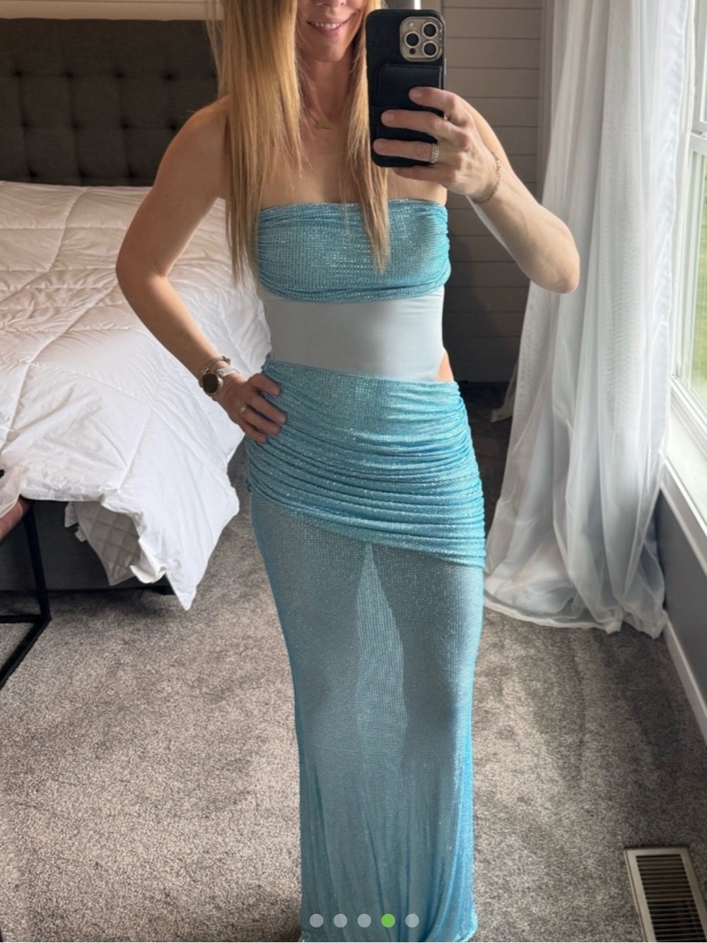 NWT - Babyboo Fashion Kailani Maxi Sequin Embellished Formal Gown in Aqua Blue - Picture 4 of 7